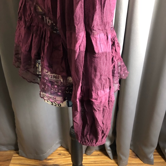 Free People Boho Hippy Floral Embroidered Sheer Paneling Long Sleeve Blouse - Picture 8 of 12